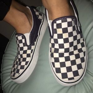 women 6.5 purple checkered vans